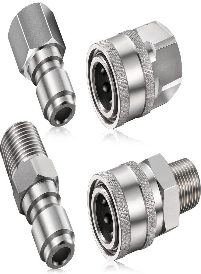 Shimeyao 2 Sets NPT 1/4 Inch Pressure Washer Coupler Quick Connect Plug Male Female 1/4 Quick Connect Fittings Pressure Washer Adapters Pressure Washer Accessories (External Internal Thread) - Image 1